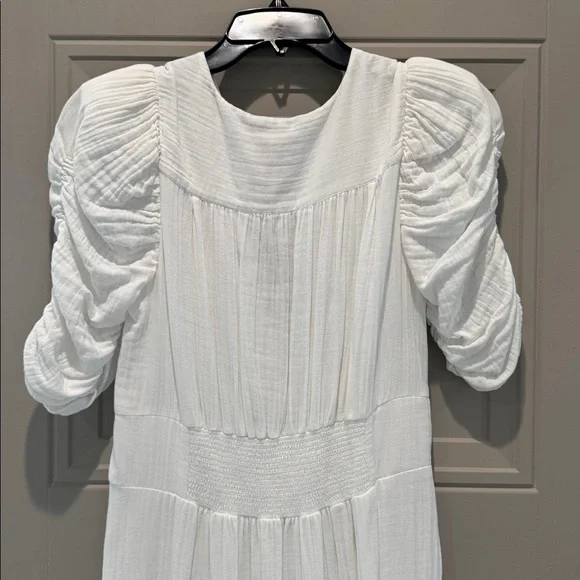 ME+EM Cheesecloth Gathered Sleeve White Maxi Dress NWOT - Picture 6 of 8